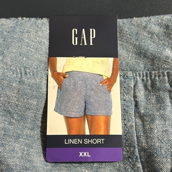 GAP Women's XXL Linen Short Blue Pull On Pockets High Waist NWT - Picture 6 of 14